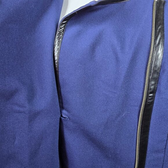 Eshakti Navy Double Breasted Jacket With Faux Leather Trim Size 28W (GUC) - Picture 6 of 11